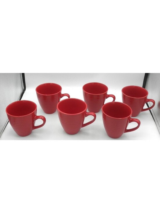 Bia Cordon Bleu Other - BIA Cordon Bleu Red Embossed Beehive Bands Art Deco Style Mug Set of 6